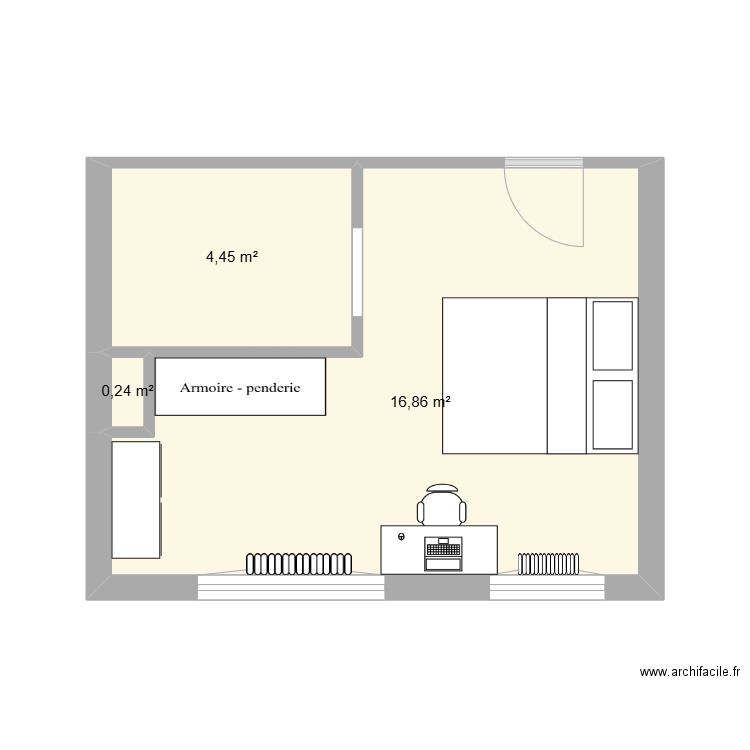 kot Léo 3. Plan de 3 pièces et 22 m2