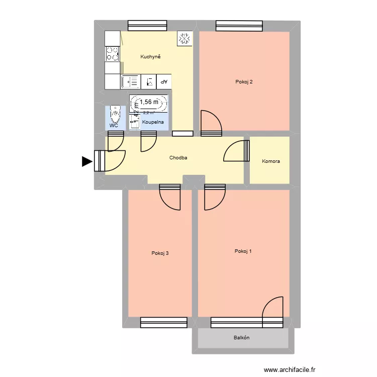 Ostravsk&aacute; 695, byt 9. Plan de 16  et 193 m²