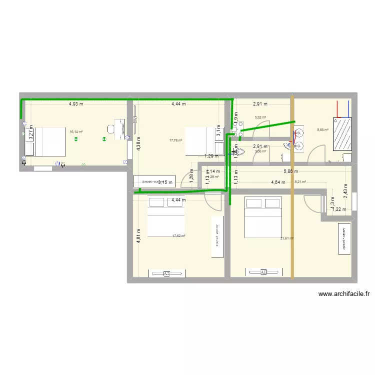 Chaffins premier &eacute;tage 08032026. Plan de 9 pièces et 100 m²