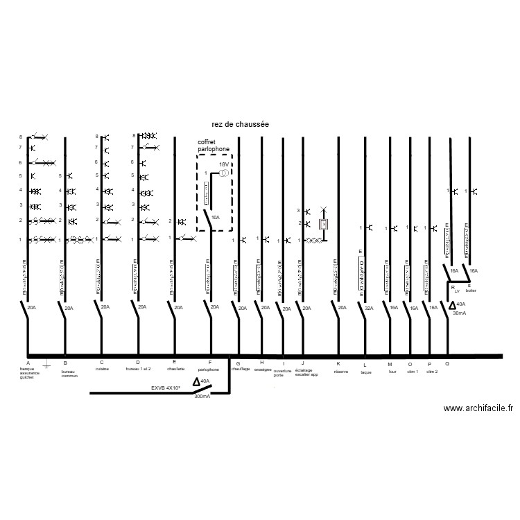 caulier Thulin schema unifilaire. Plan de 2 pièces et 0 m2
