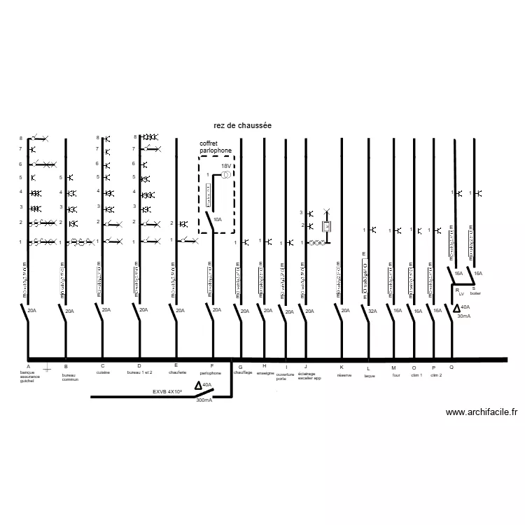 caulier Thulin schema unifilaire. Plan de 