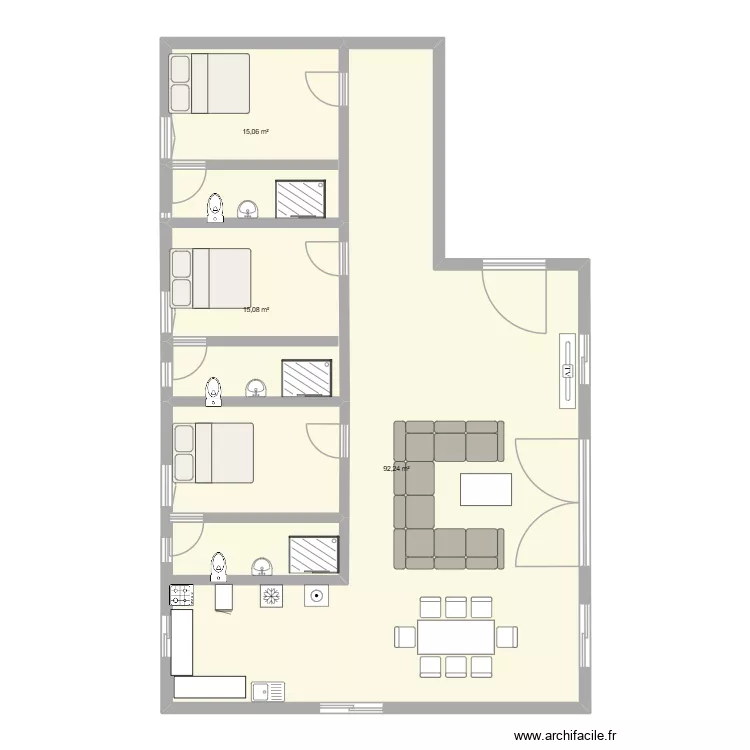 MAJUNGA HOUSE. Plan de 3 Pièces et 122 m²