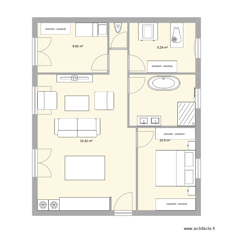 maison. Plan de 4 pièces et 72 m2