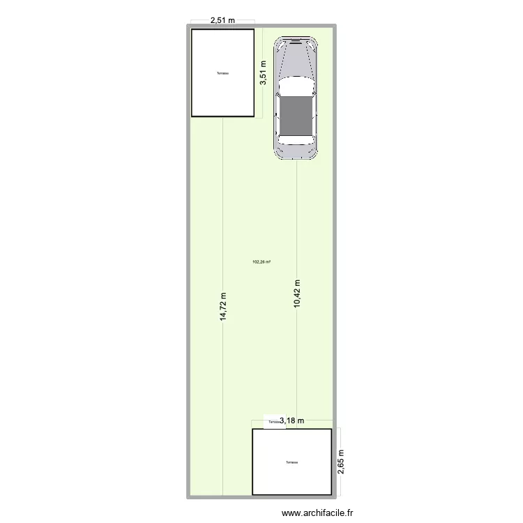 Jardin 2026 - Option 1. Plan de 1 et 102 m² Jardin 2026 - Option 1. Plan de 1 et 102 m²