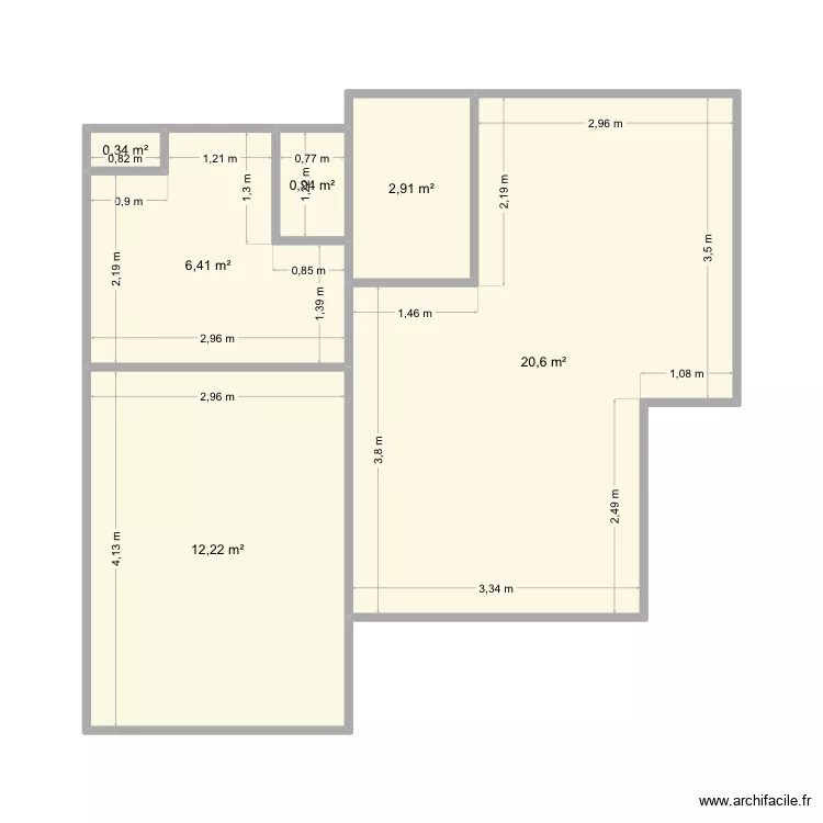 Salina 2. Plan de 6  et 43 m²