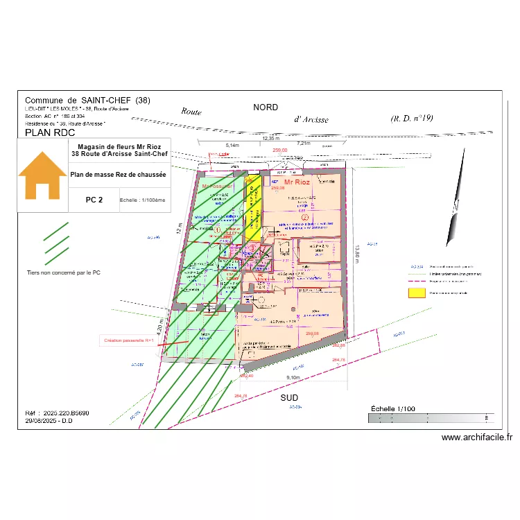 PC 2 plan de masse  RDC Rioz. Plan de 