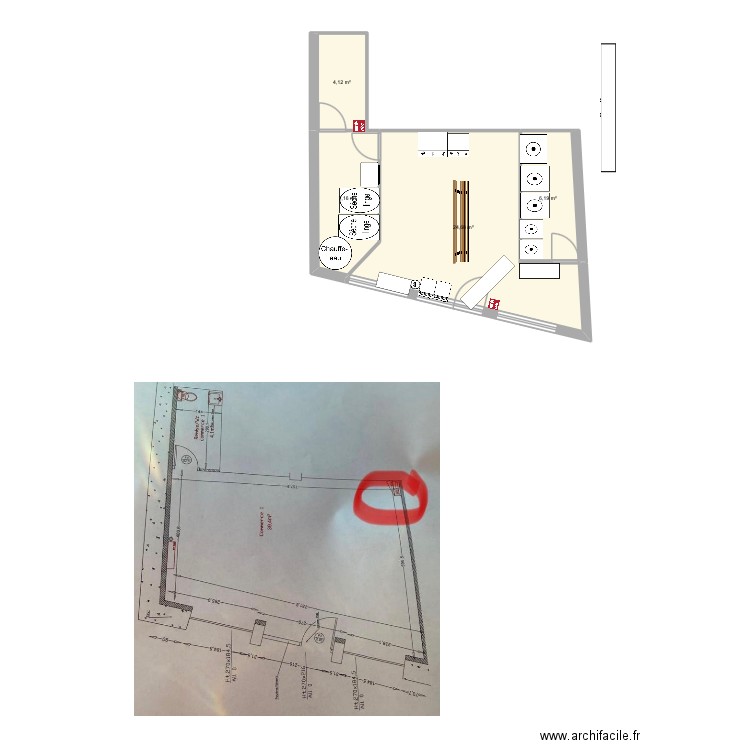 Laverie- Saint Agne V3. Plan de 4 pièces et 42 m2