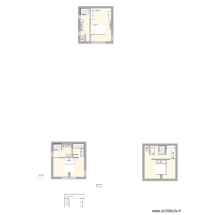 suite parental. Plan de 1 pièce et 19 m2