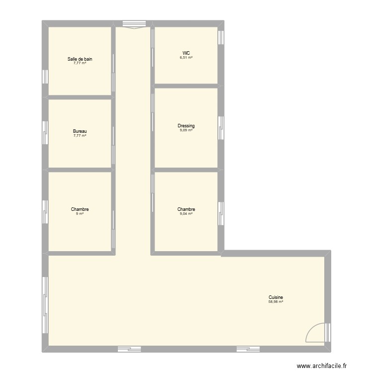 maë. Plan de 7 pièces et 108 m2