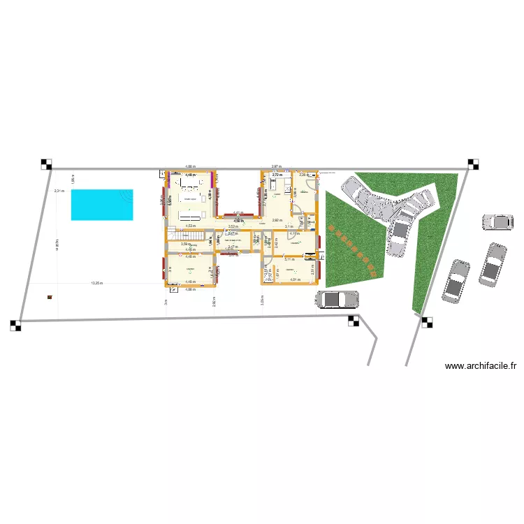 plan avec limite de propri&eacute;t&eacute; &agrave; l'&eacute;chelle. Plan de 19  et 156 m²