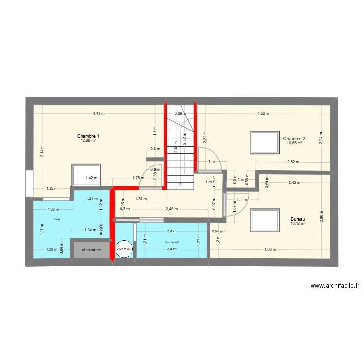 PAM cloisons. Plan de 8 pièces et 49 m2