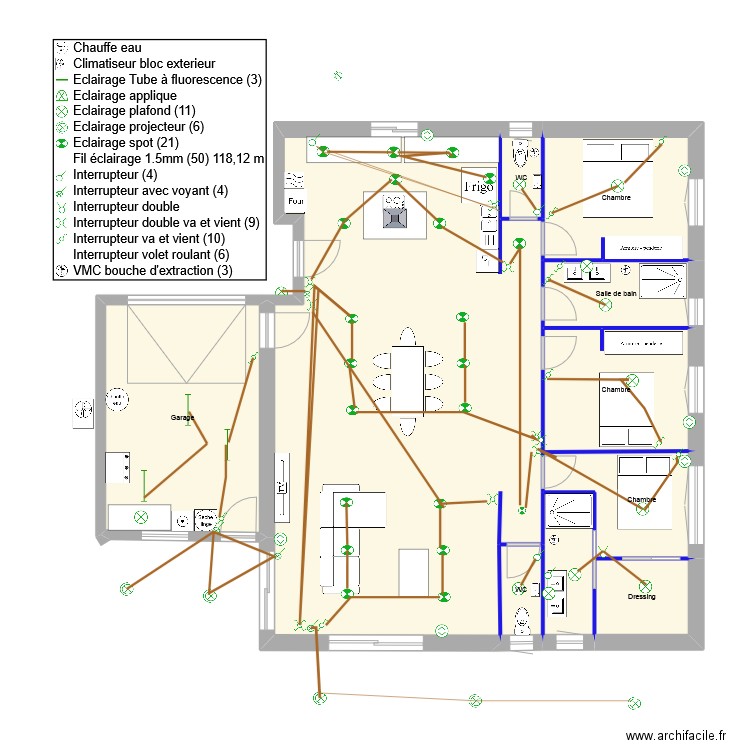 maison domi eclairage. Plan de 9 pièces et 151 m2