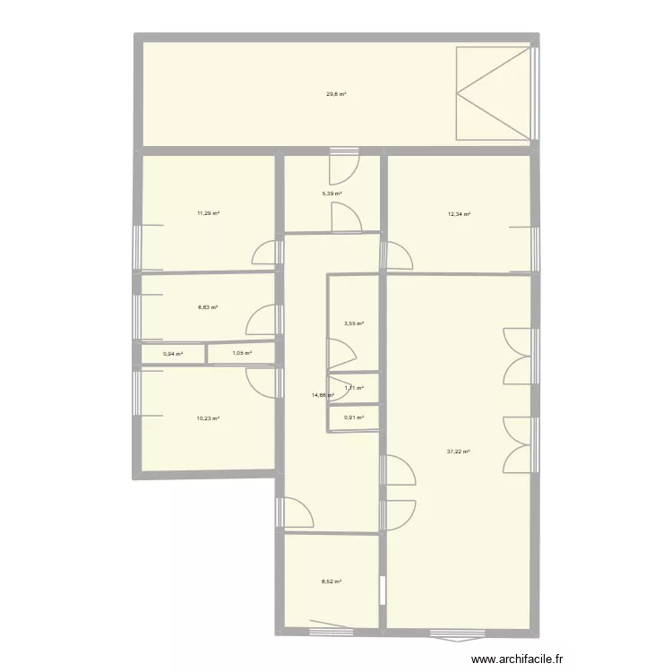 maison St R&eacute;my - existant -3d&eacute;c25A. Plan de 14  et 141 m²