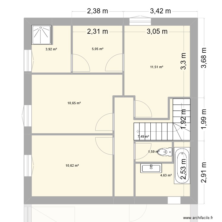 KL jouars. Plan de 13 pièces et 132 m2