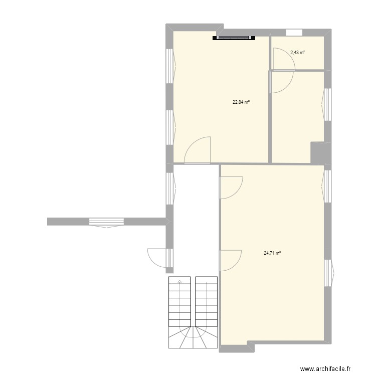 salle KT ouverturephot. Plan de 3 pièces et 50 m2