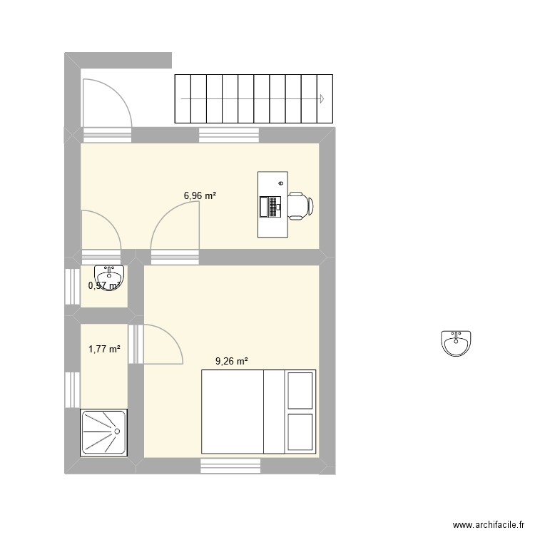 PLAN R+1 2025. Plan de 4 pièces et 19 m2