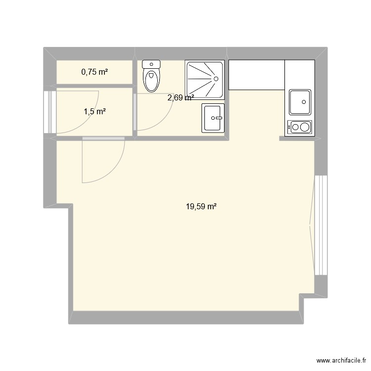 ECOLES LAIQUES. Plan de 4 pièces et 25 m2