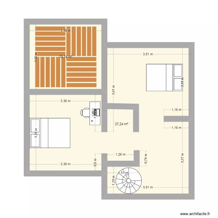 Le 31 etage. Plan de 2  et 47 m²