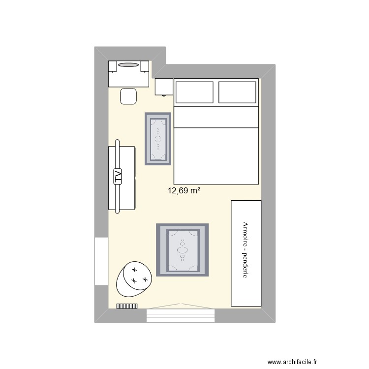 chambre carla. Plan de 1 pièce et 13 m2