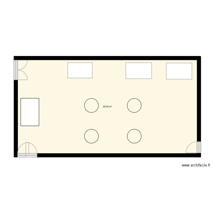 PLAN DE SALLE PDJ BUFFET. Plan de 1 pièce et 86 m2
