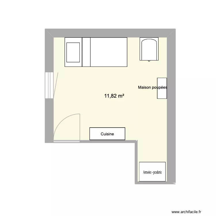 Chambre Gaspard. Plan de 1  et 12 m²