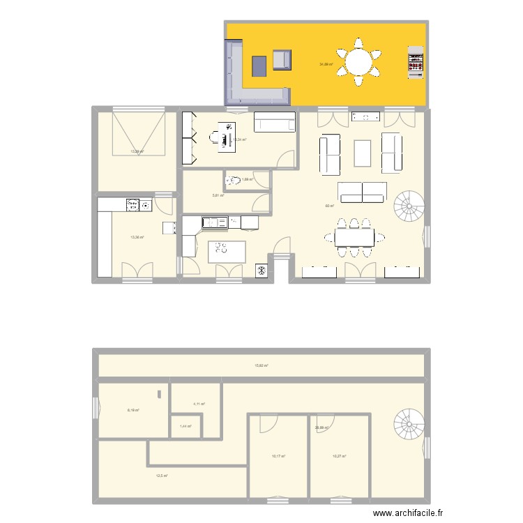 MAISON ALEXIS. Plan de 15 pièces et 234 m2