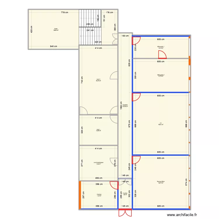 SCI SPJ - Projet bureaux. Plan de 12 Pièces et 250 m² SCI SPJ - Projet bureaux. Plan de 12 Pièces et 250 m²