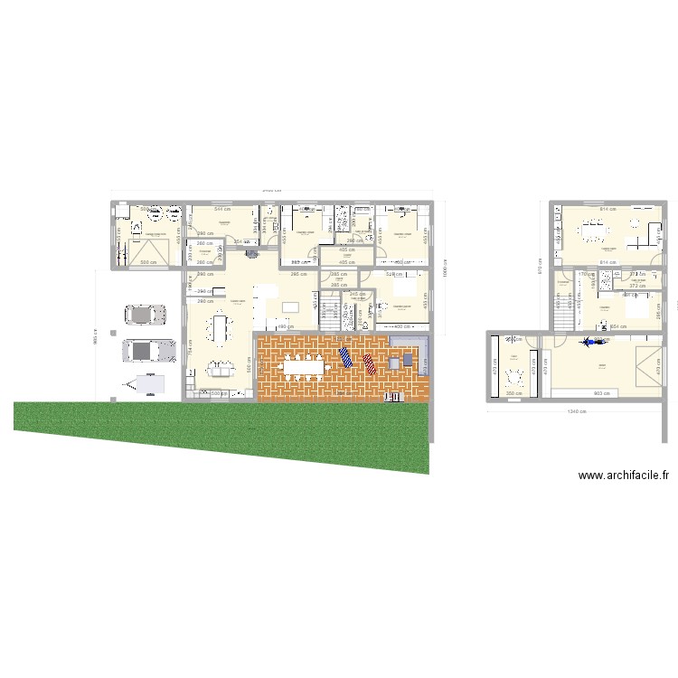 plan 2. Plan de 21 pièces et 400 m2