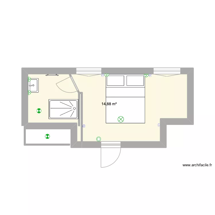 SDb1 ch1. Plan de 1 pièce et 15 m² SDb1 ch1. Plan de 1 pièce et 15 m²