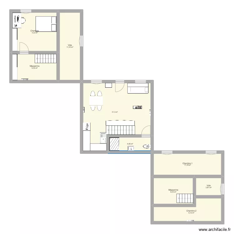 d&eacute;pendance Chavagnes sdb rdc. Plan de 0 pièce et 0 m2