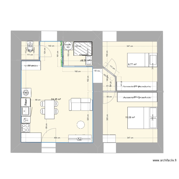 plan final. Plan de 5 pièces et 50 m2