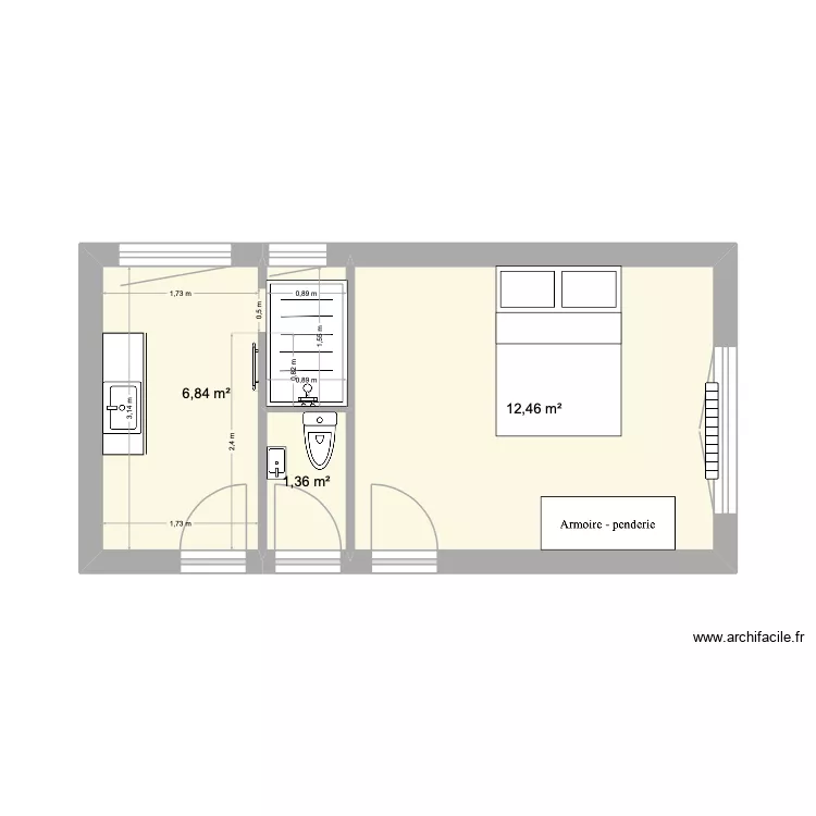 Grande maison 2. Plan de 3  et 21 m²