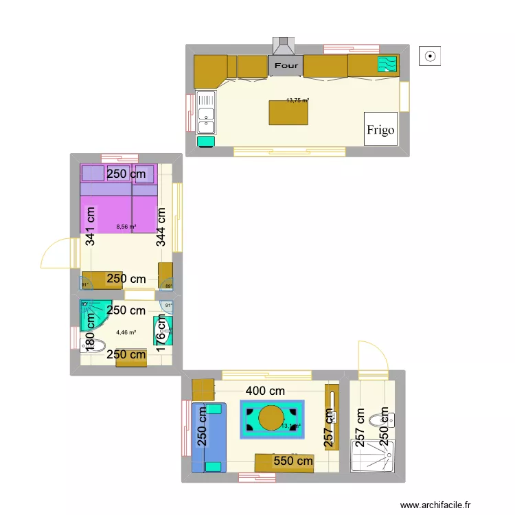 plan 1 chambre en face. Plan de plan 1 chambre en face. Plan de