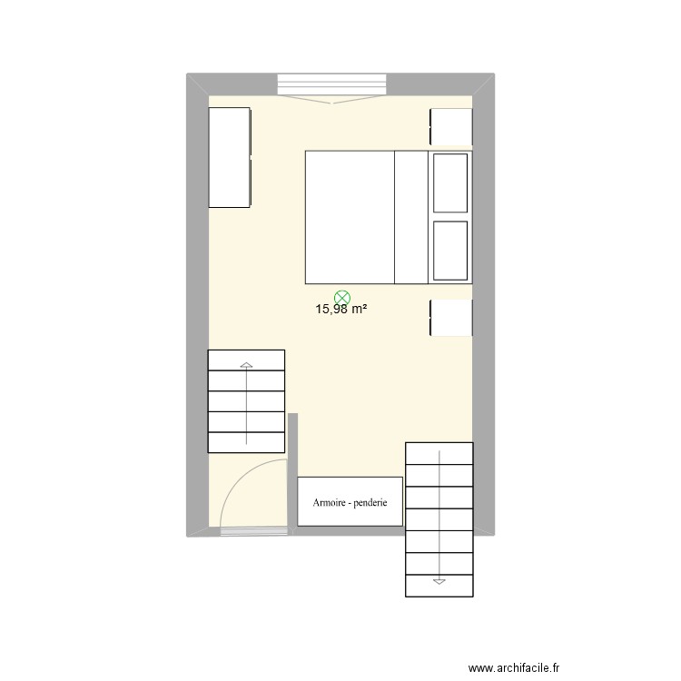 chambre. Plan de 1 pièce et 16 m2