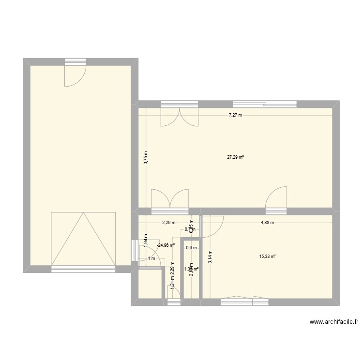 Brebières. Plan de 4 pièces et 48 m2