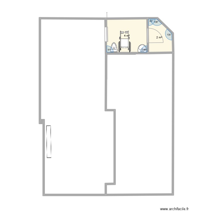 essaie local. Plan de 2 pièces et 6 m2
