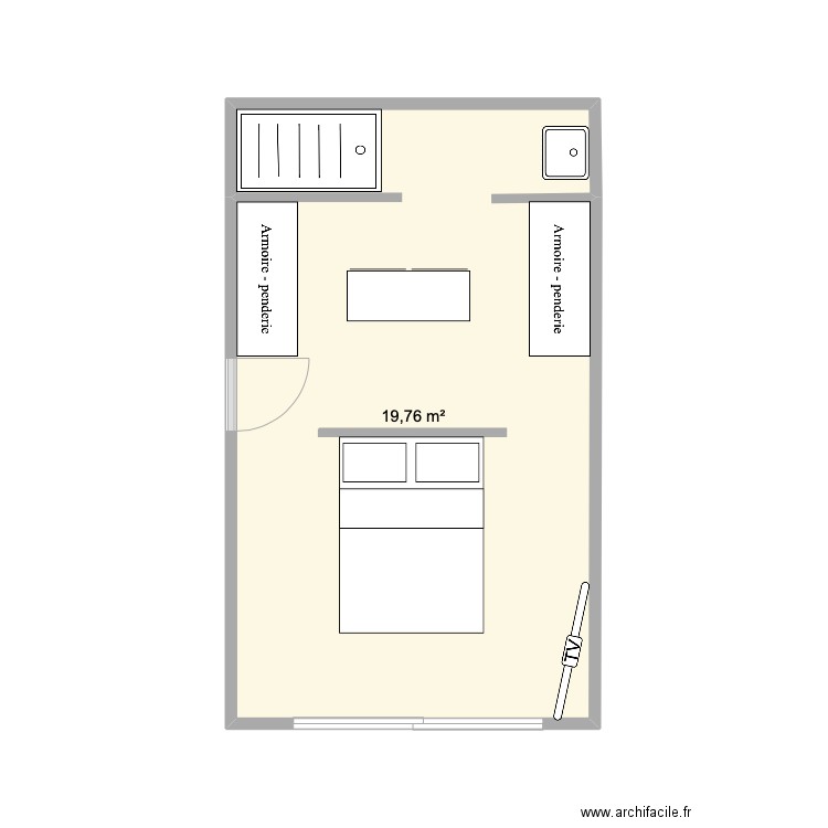 CHAMBRE PARENTALE. Plan de 1 pièce et 20 m2