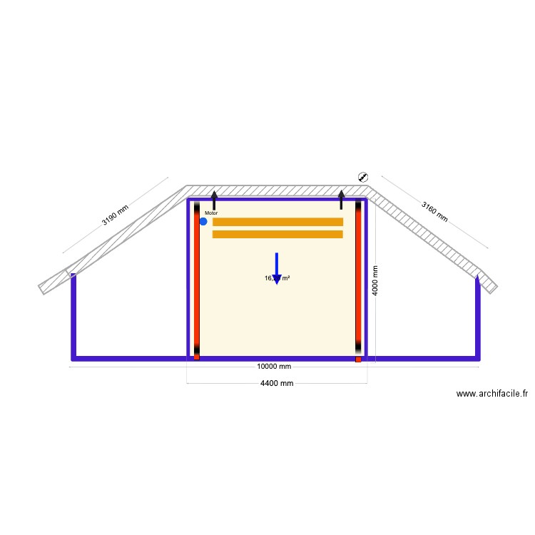 Grund. Plan de 1 pièce et 16 m2