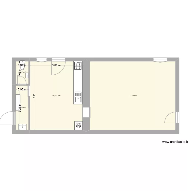 maison Romagne 1. Plan de 4  et 55 m²