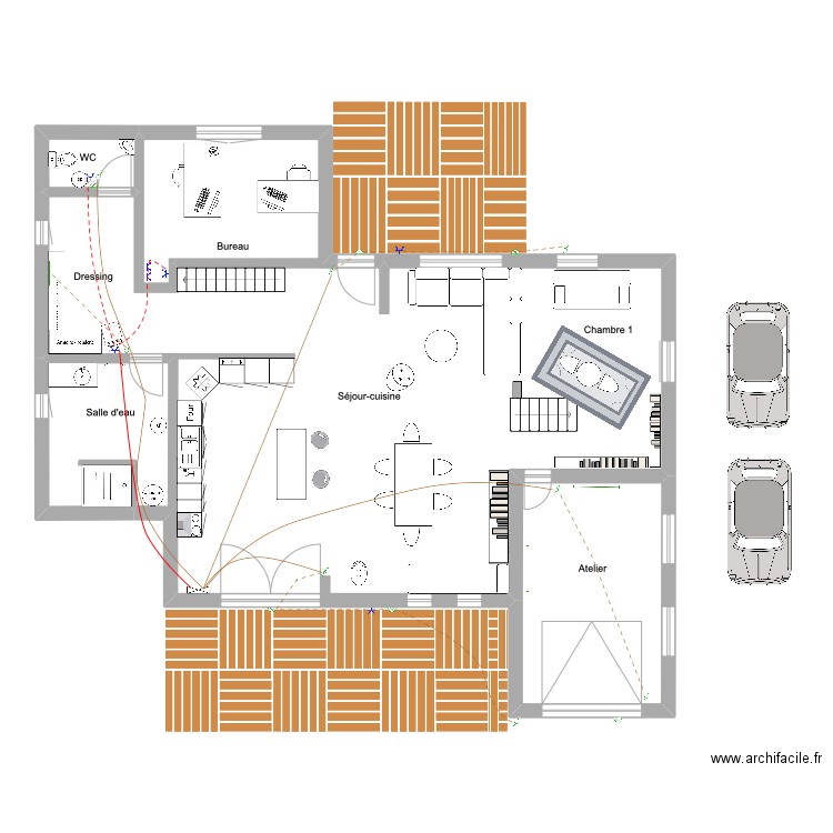 ossature schéma électrique architectural. Plan de 6 pièces et 270 m2