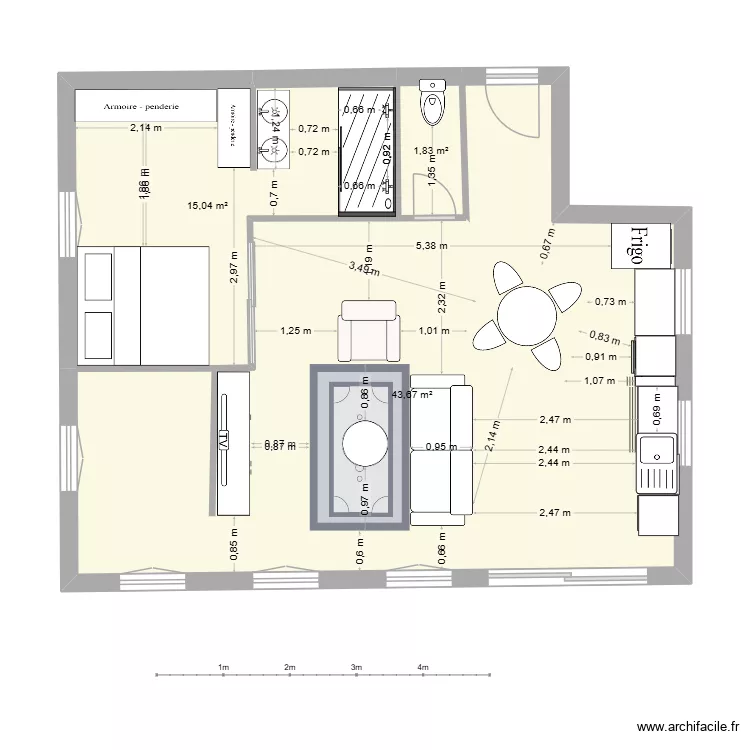 justin60m&sup2;. Plan de 3  et 61 m²