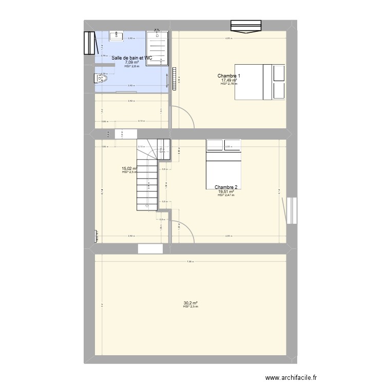 maison etage parent. Plan de 5 pièces et 89 m2