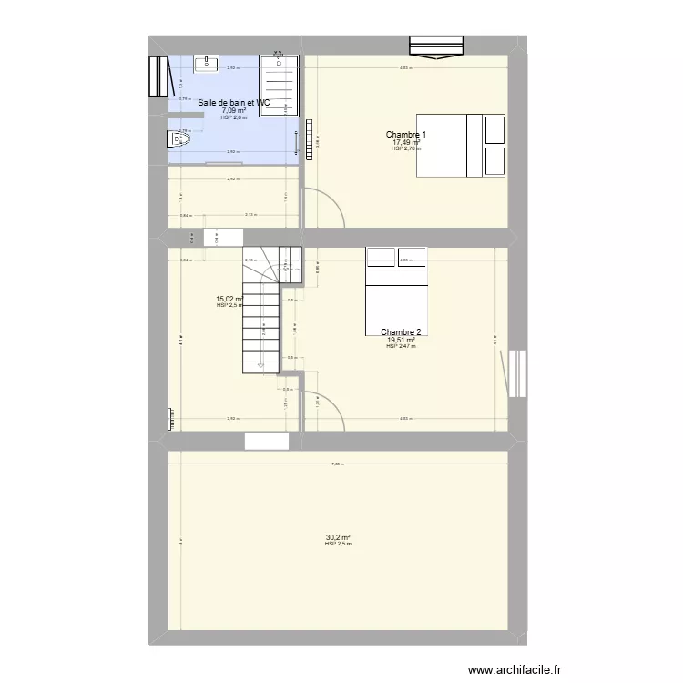 maison etage parent. Plan de 5 pièces et 89 m²