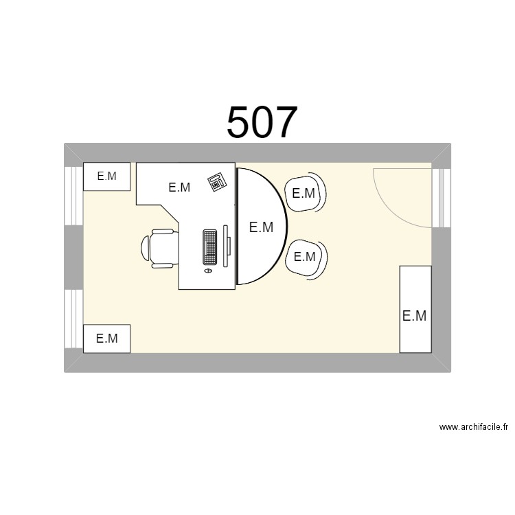 Bureau R 507 Elise MIRLOUP. Plan de 1 pièce et 12 m2