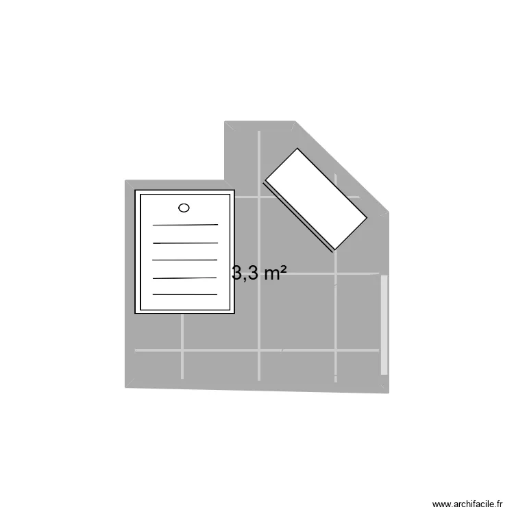 SDB NANA. Plan de 1  et 3 m²