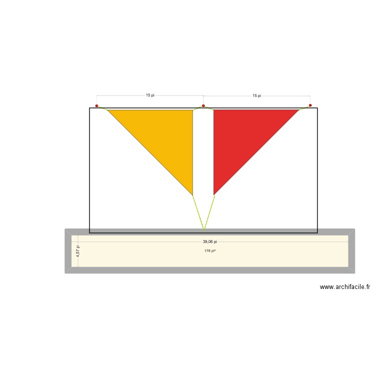 Toile garderie. Plan de 1 pièce et 17 m2