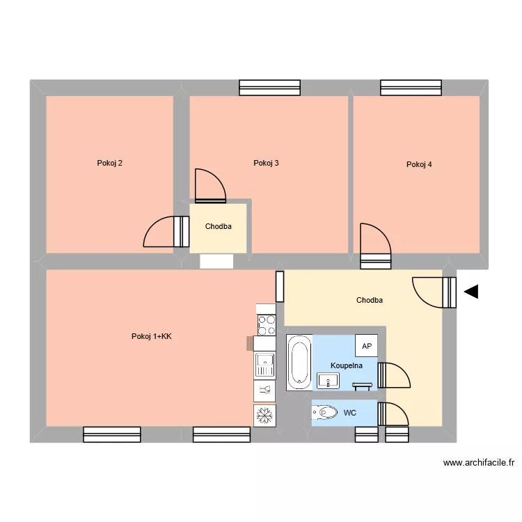 Na N&aacute;břež&iacute; 11 byt 7 HA. Plan de 13  et 208 m²