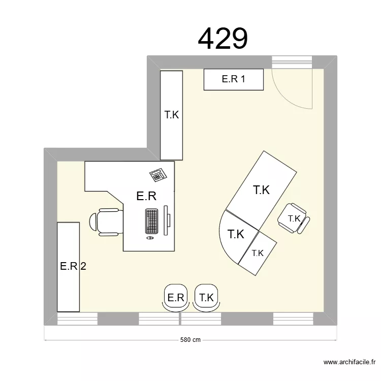 Bureau R 429 E.RAYLET -   T.KUENEMANN. Plan de 