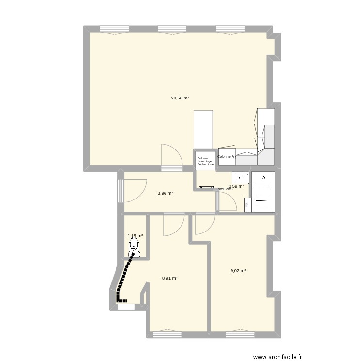 Neuilly visite 3. Plan de 7 pièces et 55 m2