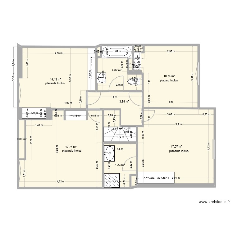 Plan JEJ 47 T 7. Plan de 12 pièces et 76 m2